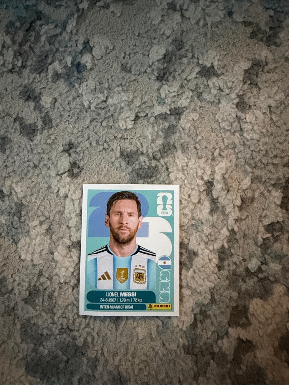 Panini Lionel Messi Sticker - Aqua Blue White